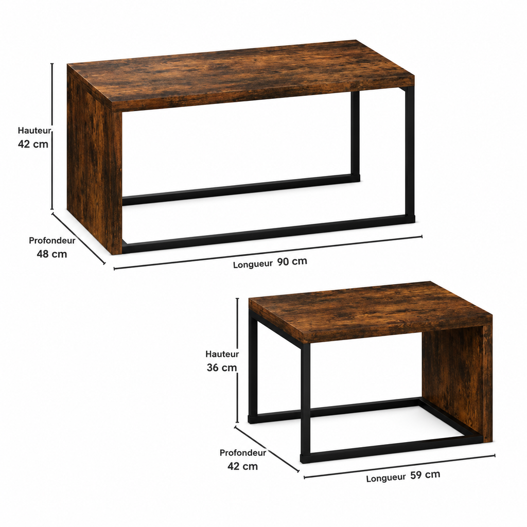 Ensemble de 2 Tables Basses Haut de Gamme