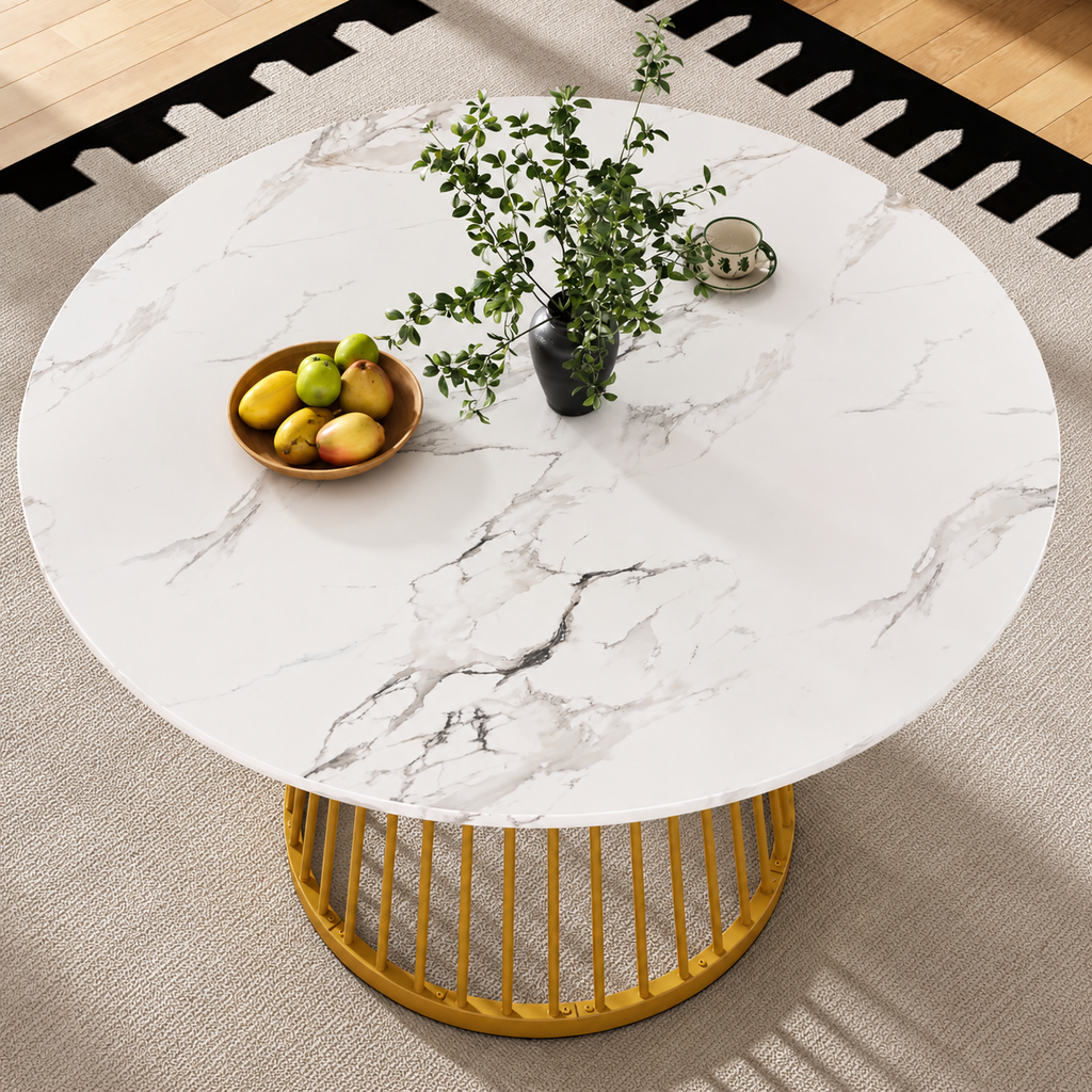 Table à Manger Ronde Effet Marbre