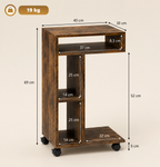 Table d'Appoint en Forme de C – Design Moderne avec Rangements & Roulettes