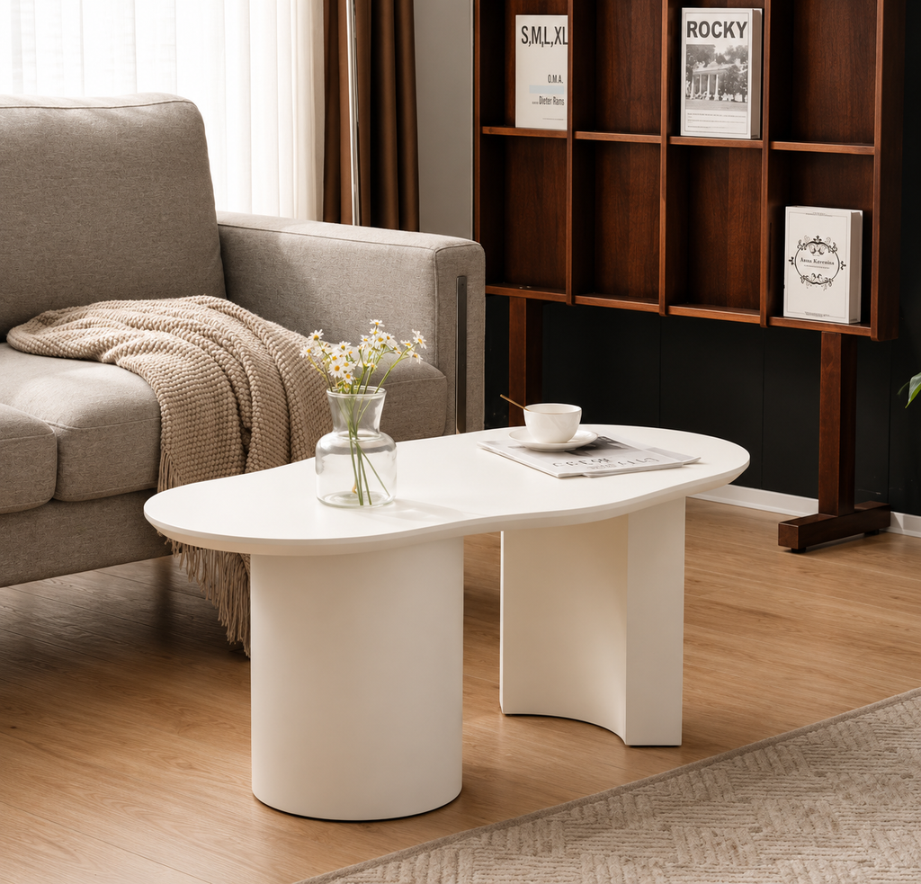 Table Basse Design Organique Blanche – Élégance Contemporaine & Finition Laquée Premium