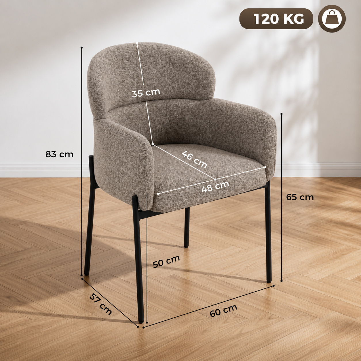 Fauteuil de Salon Haut de Gamme en Tissu Chenille
