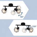 Spot de Plafond Noir à 2 Lumières Orientables