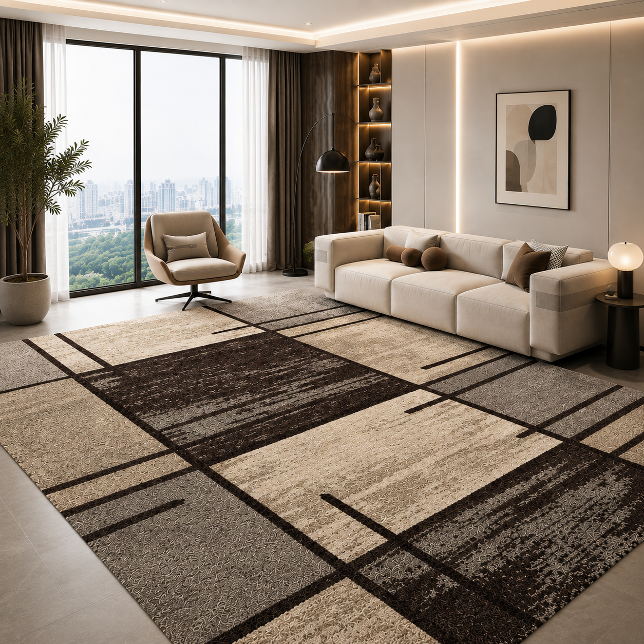 Grand Tapis Nordique en Flanelle