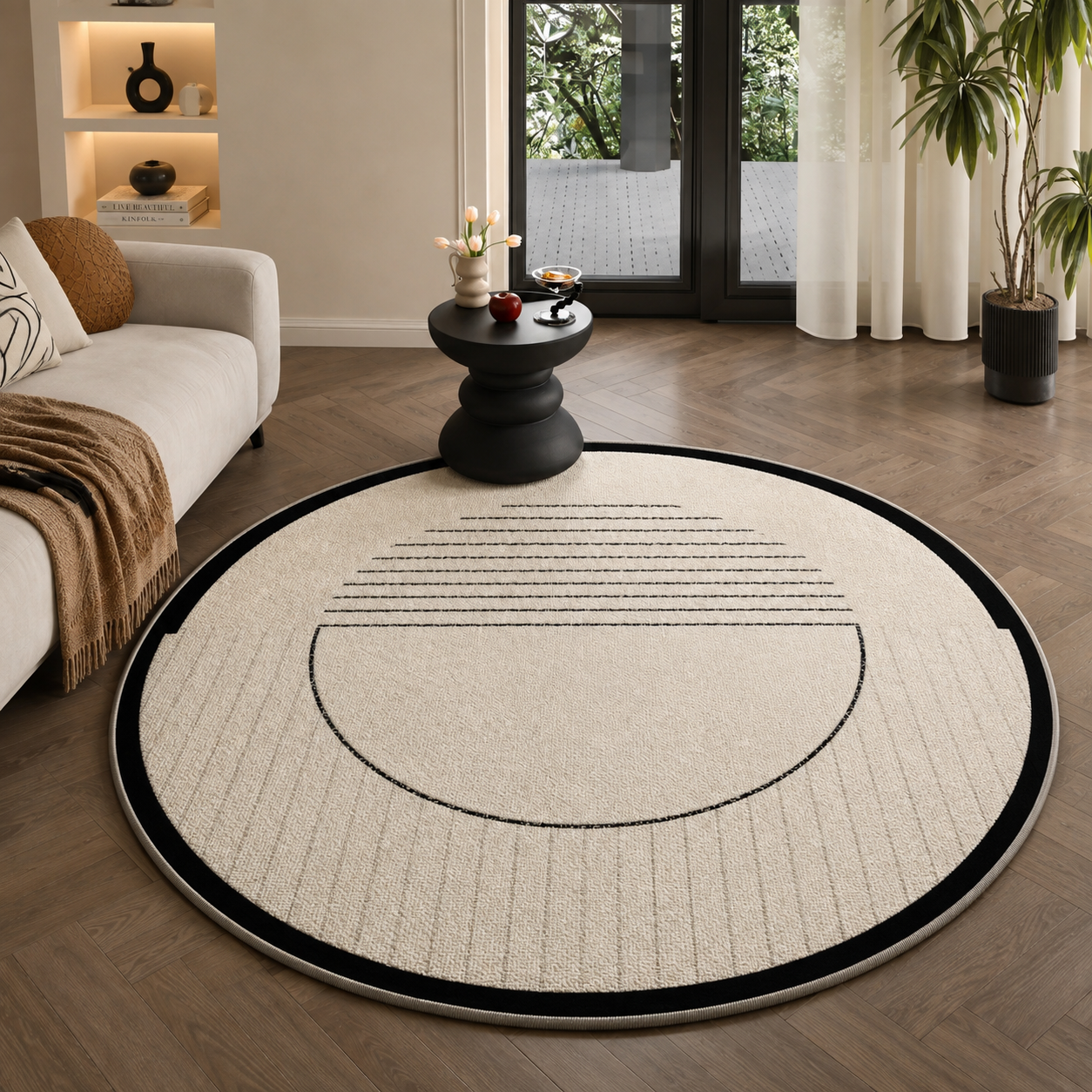 Tapis Rond en Peluche Douce - 100cm