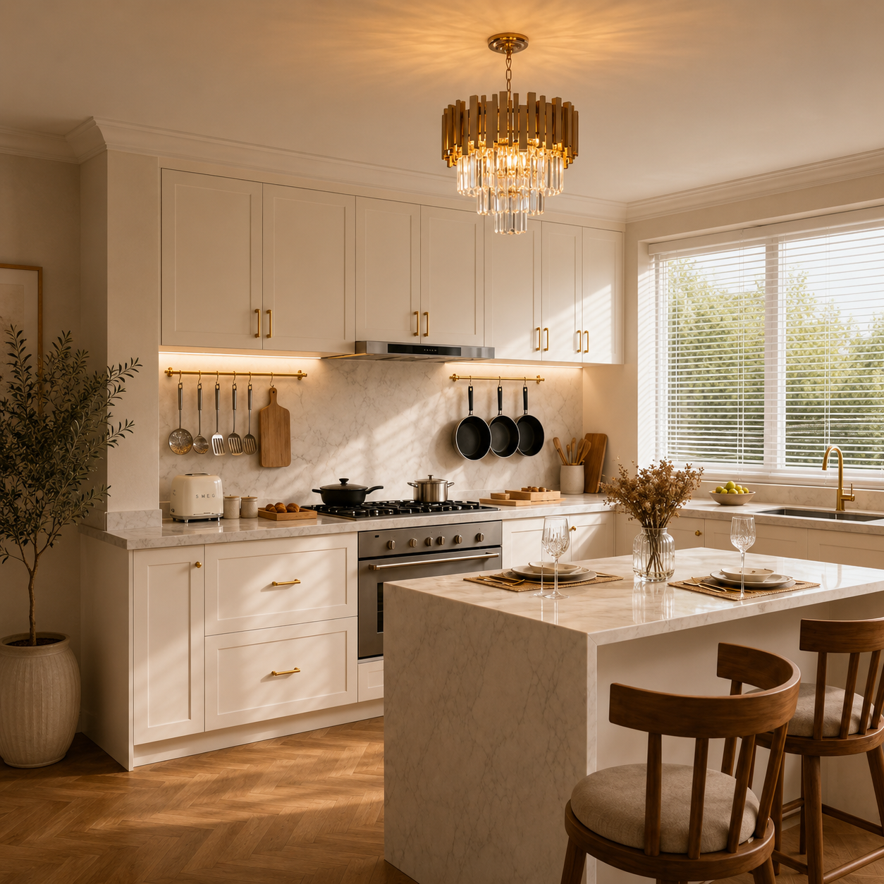 Lustre Moderne Rond en Cristal