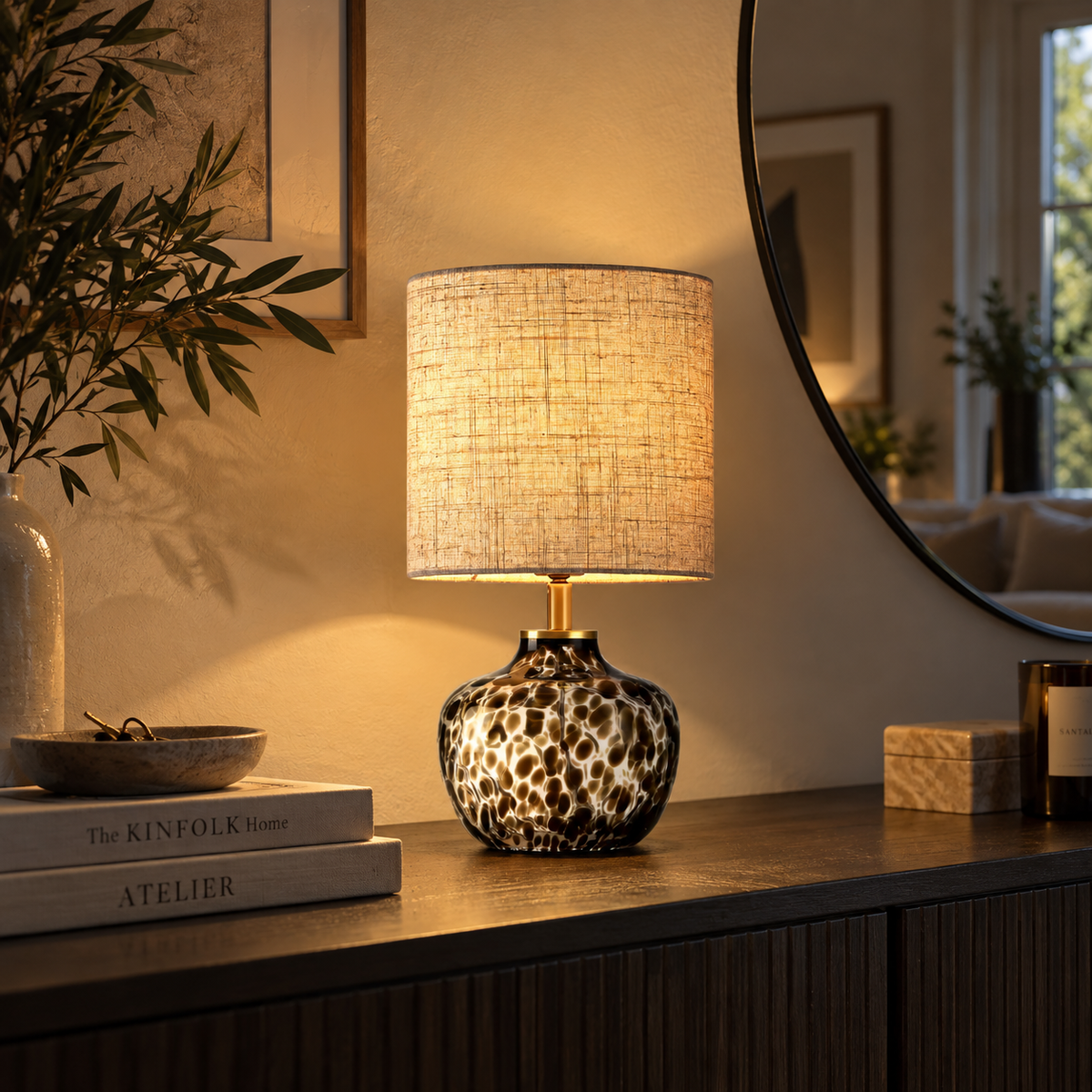 Lampe de Table Léopard en Bois & Tissu – Élégance Sauvage