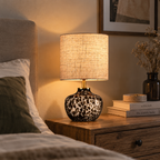 Lampe de Table Léopard en Bois & Tissu – Élégance Sauvage