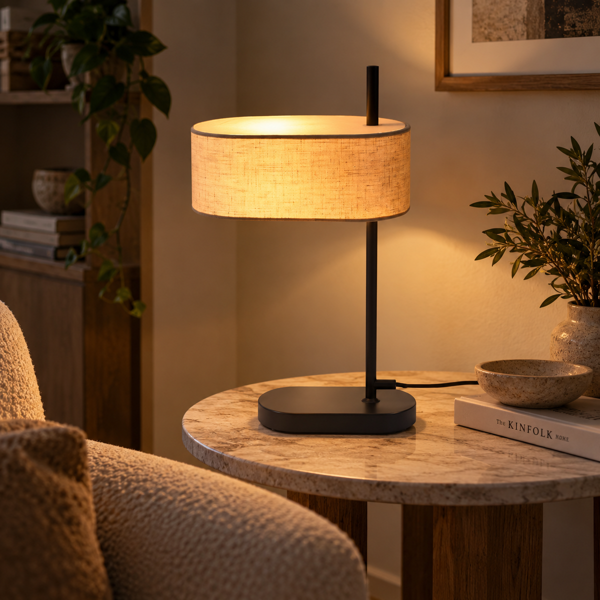 Lampe de Chevet Vintage Noire en Tissu – Charme Rétro & Lumière Intimiste