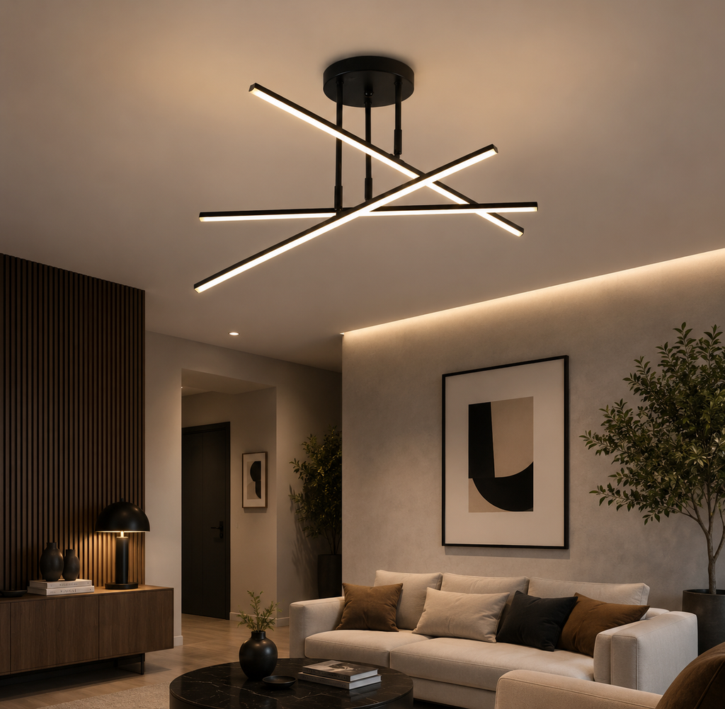 Lustre LED Moderne à Éclairage 3 Couleurs