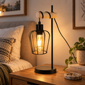Lampe de Table Vintage en Bois & Métal Noir
