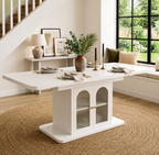 Table à Manger Extensible Scandinave Haut de Gamme – Effet Marbre Blanc avec Éclairage LED