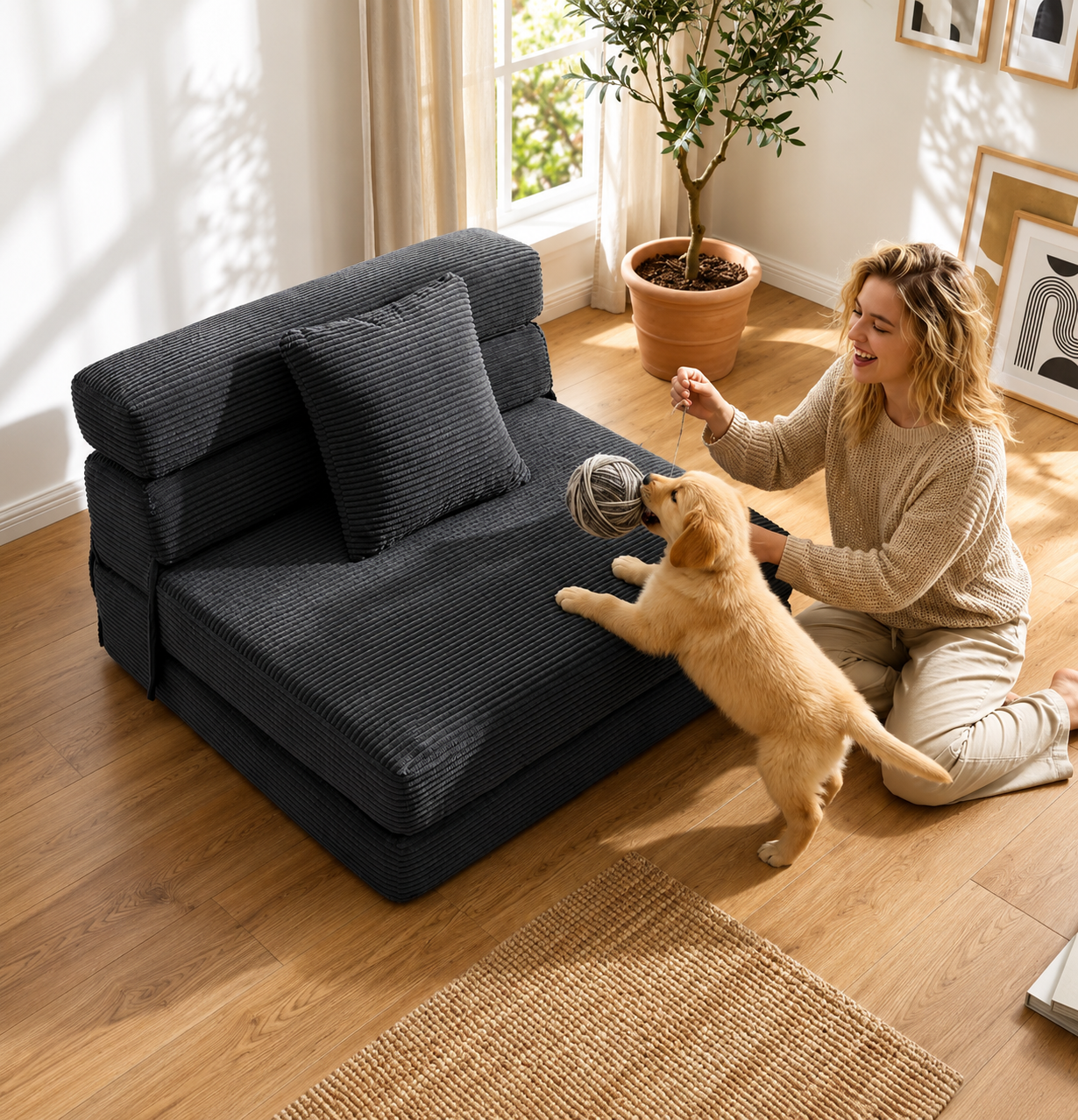 Fauteuil de Sol 2-en-1 Haut de Gamme