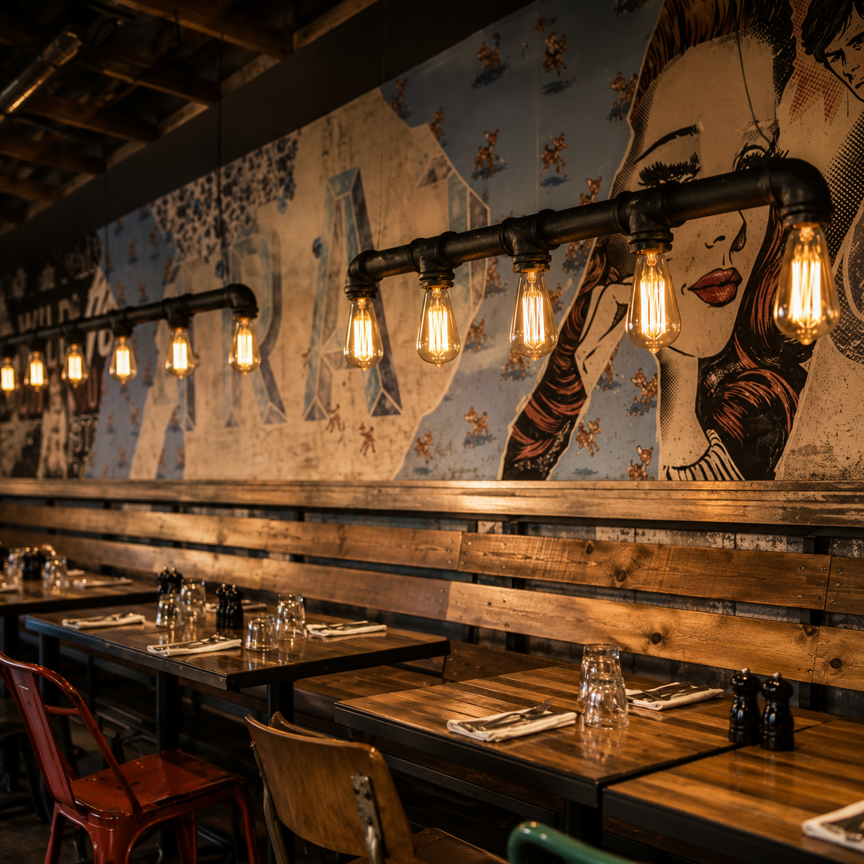 Lustre Suspendu Industriel 5 Lumières – Design Tuyaux d'Eau Réglable