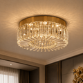 Plafonnier LED Cristal Doré – Élégance Contemporaine