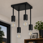 Plafonnier Vintage Noir à 4 Lumières