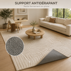 Tapis de Salon Moelleux à Motif Géométrique – Crème