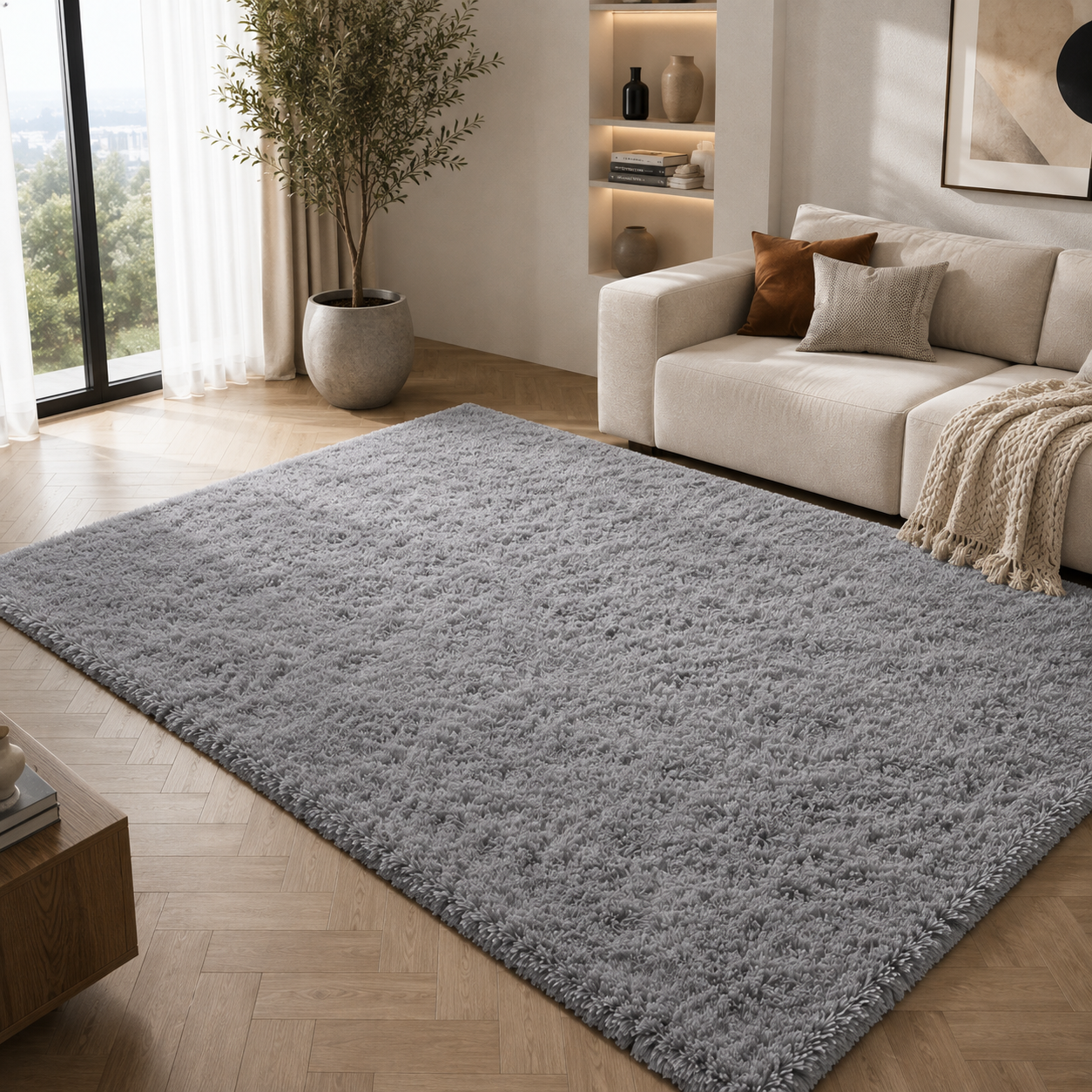 Tapis Moelleux Gris Clair