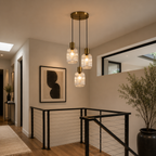 Lustre Suspendu Moderne à 3 Lumières en Verre Doré