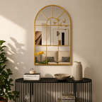 Miroir Mural Élégant à Cadre Métallique Doré