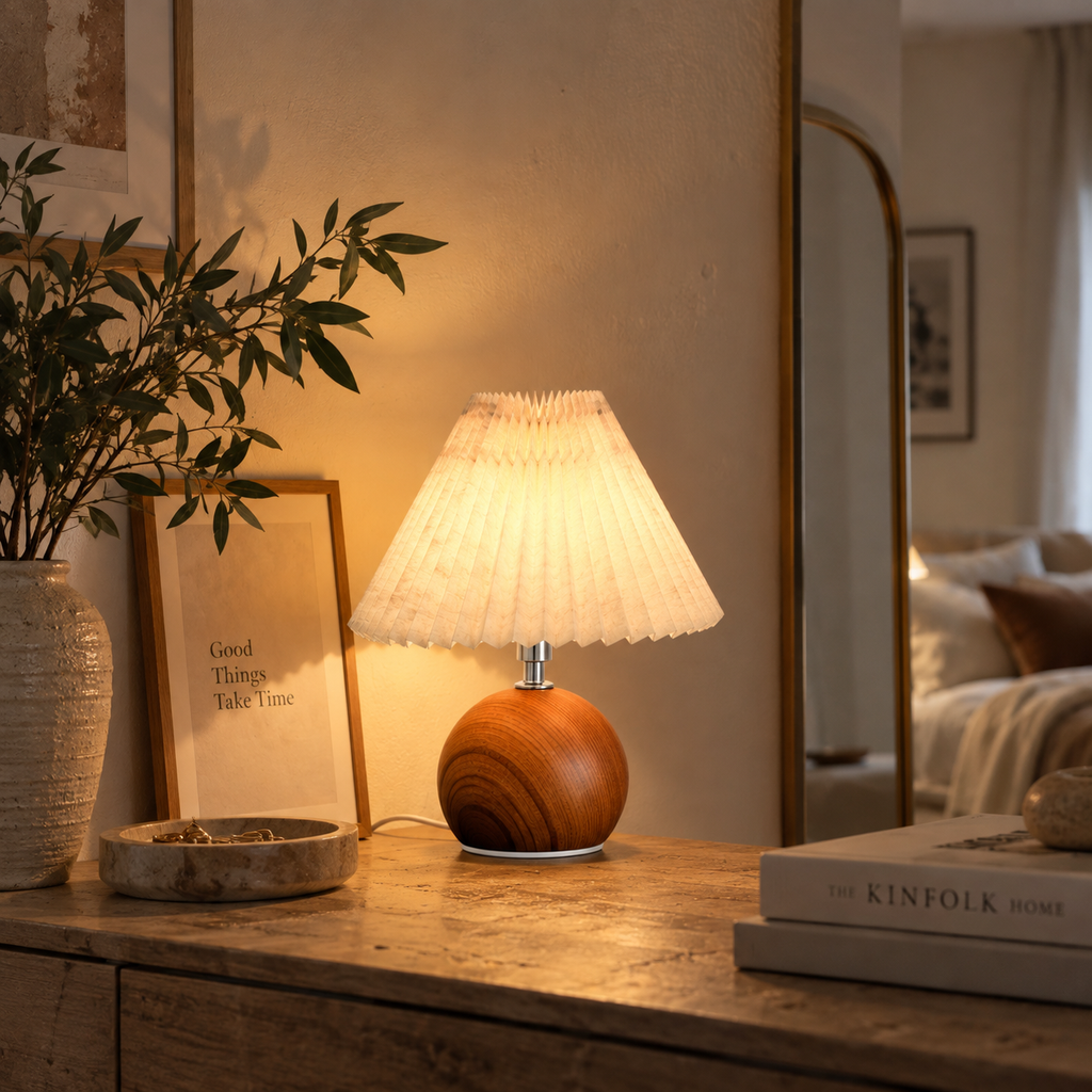 Lampe de Table Nordique en Tissu Plissé