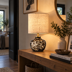 Lampe de Table Léopard en Bois & Tissu – Élégance Sauvage