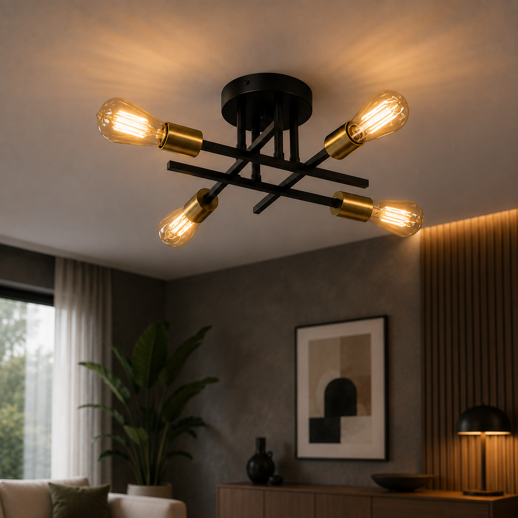 Plafonnier Semi-Encastré Noir Design Moderne