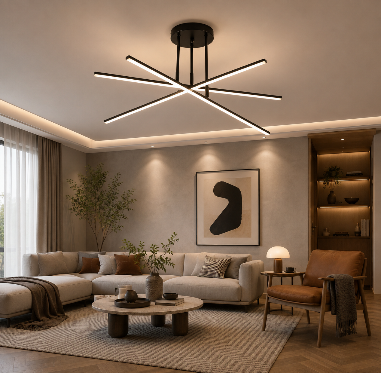 Lustre LED Moderne à Éclairage 3 Couleurs