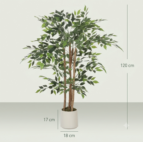 Arbre Banyan Artificiel Haut de Gamme 120 cm – Plante Décorative Réaliste avec Tronc en Bois Massif