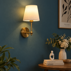 Applique Murale Rétro avec Abat-Jour en Tissu – Élégance Intemporelle