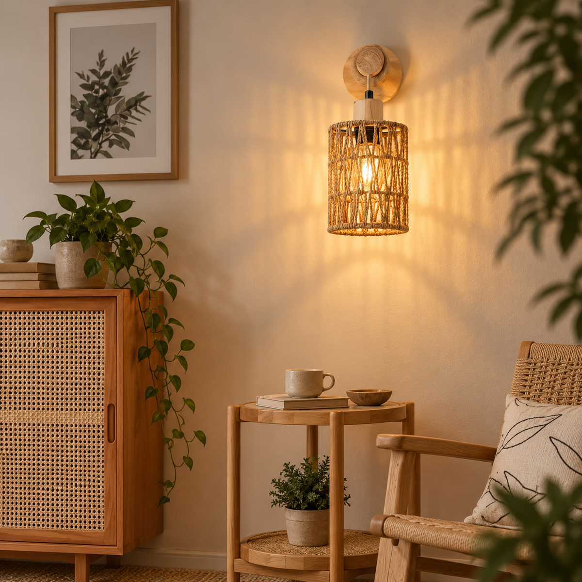 Applique Murale en Corde de Chanvre – Charme Naturel & Champêtre