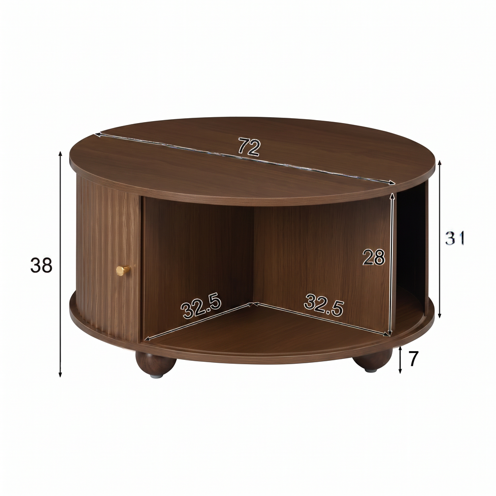 Table Basse Ronde  – Design Contemporain avec Rangements Intégrés