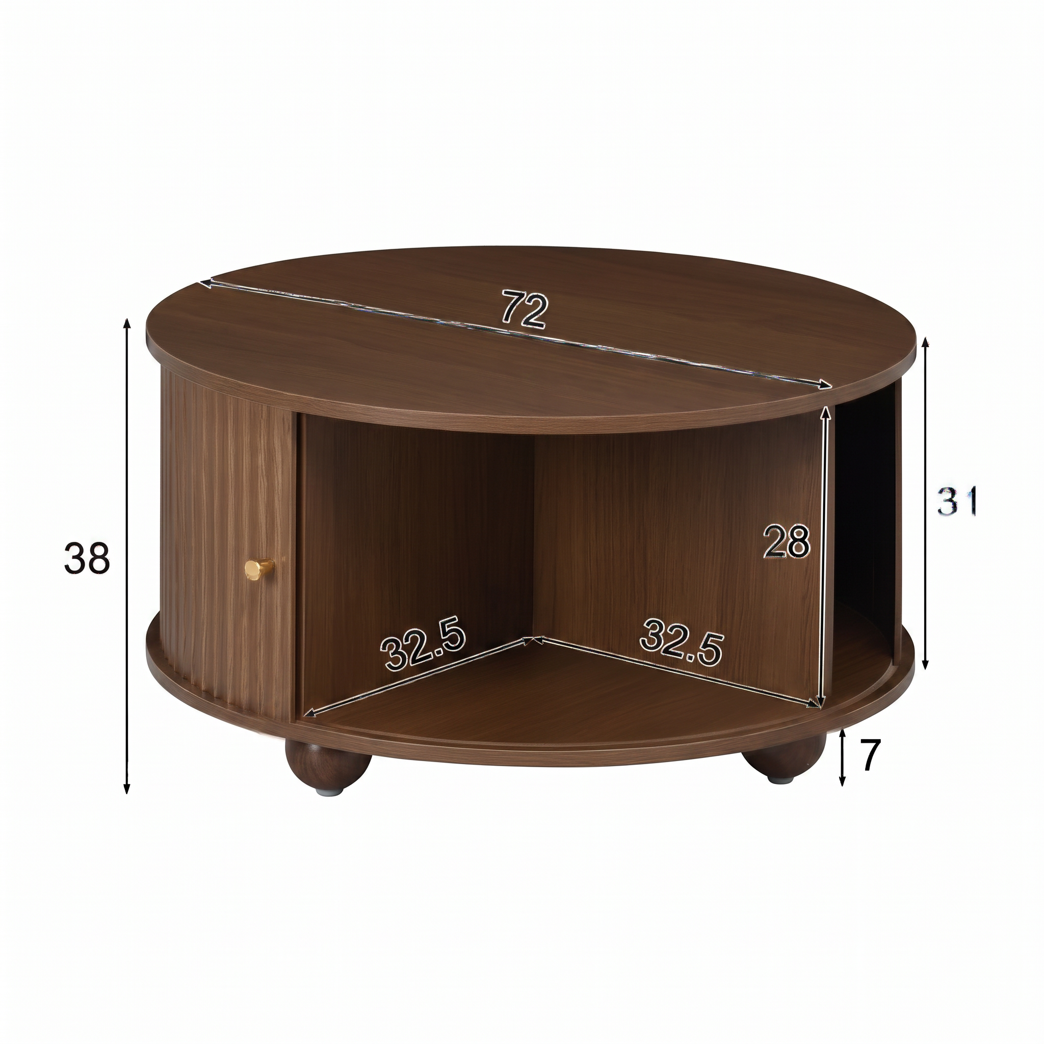 Table Basse Ronde  – Design Contemporain avec Rangements Intégrés