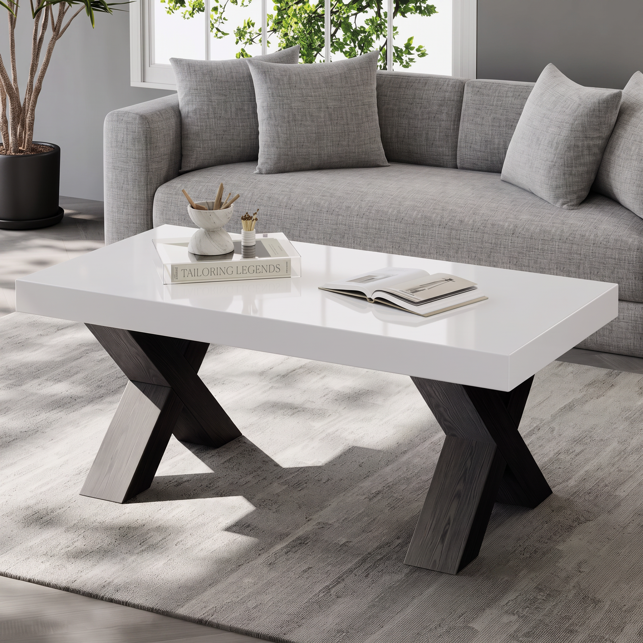 Table Basse Rectangulaire Moderne Brillante