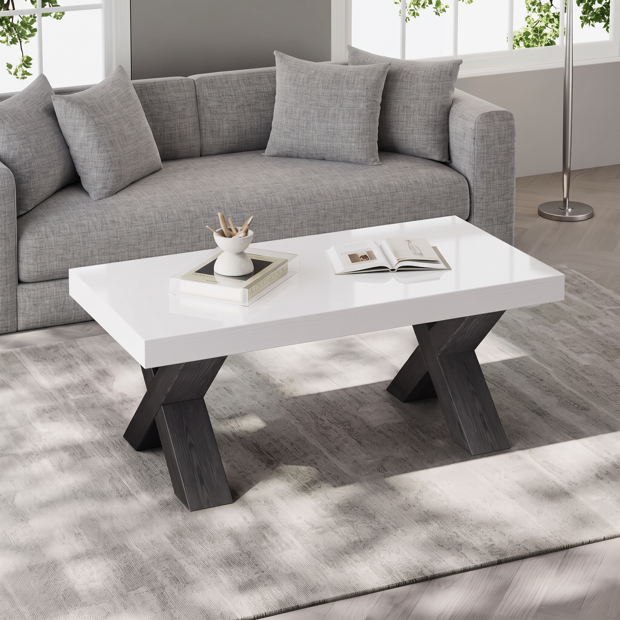 Table Basse Rectangulaire Moderne Brillante