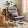 Fauteuil à Bascule Haut de Gamme – Tissu Aspect Lin avec Coussin Lombaire & Double Rembourrage Gris Clair