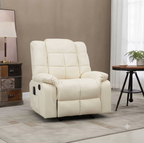 Fauteuil de Massage Électrique Inclinable Haut de Gamme – Cuir Premium Blanc Crème