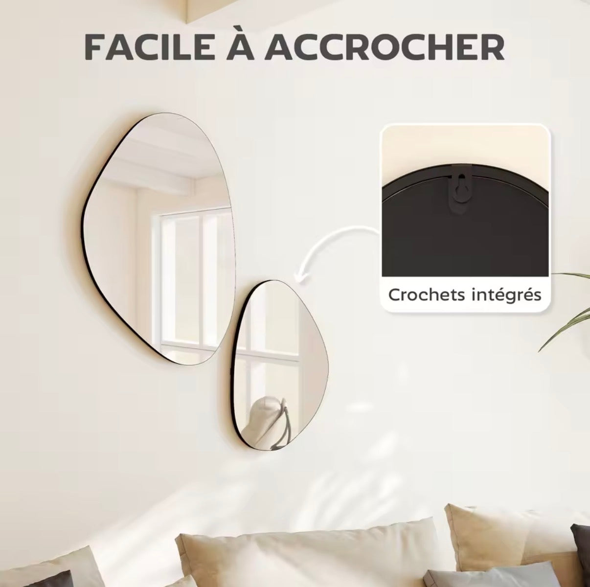 Lot de 2 Miroirs Muraux Design