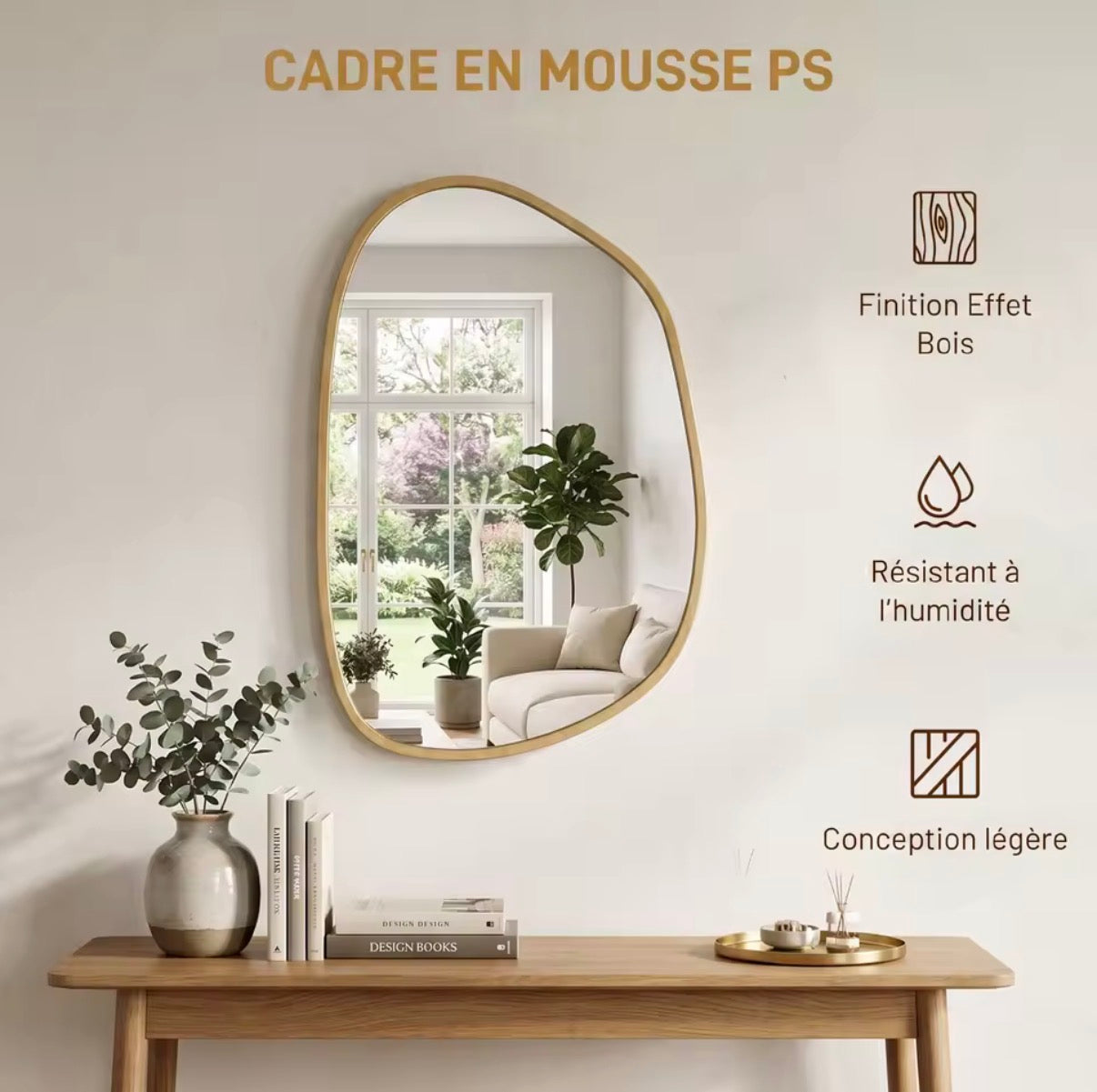 Miroir Mural Asymétrique Haut de Gamme